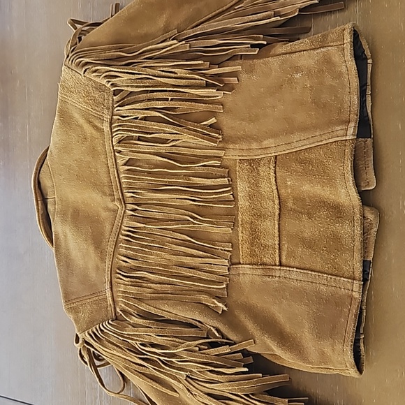VINTAGE BRANDED GARMENTS SUEDE FRINGED KIDS LEATHER JACKET - Picture 2 of 16